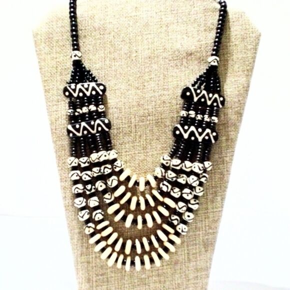 Vintage Ethnic Inspired Natural Elements Multi Strand Boho Necklace - Picture 2 of 7